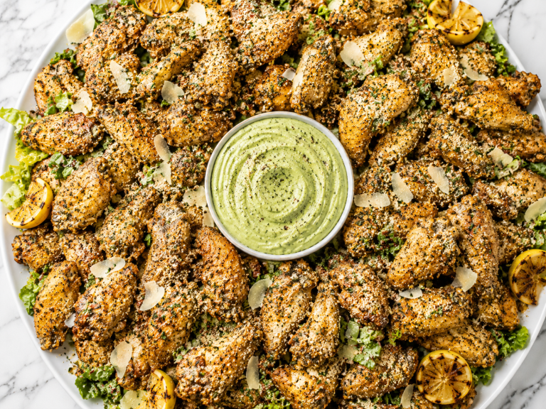 Crispy Caesar Wings with Parmesan Crouton Dust